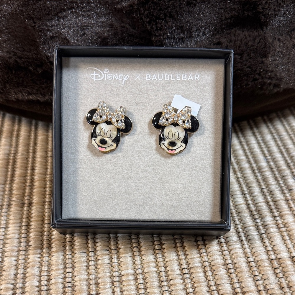Disney Minnie Mouse Earrings - Black and Gold Disney X Baublebar